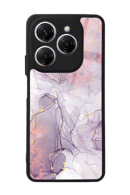 غلاف هاتف لامع بتصميم رخامي فوشيا لهاتف Tecno Spark 20 Pro