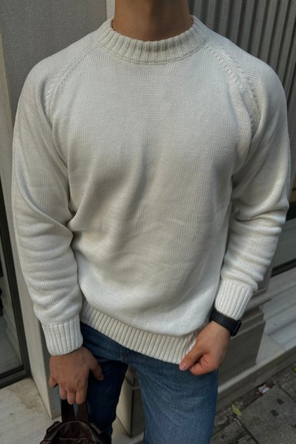 Men's Crew Neck Thick Italian Sleeve Knitwear Sweater