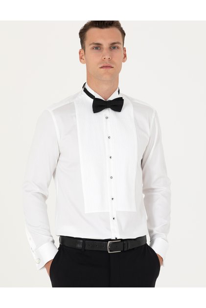 White Slim Fit Tuxedo Shirt 50277128-Vr013