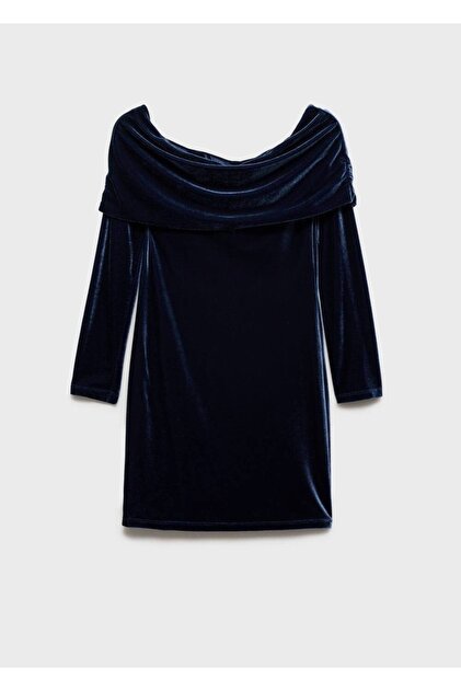 MANGO Off Shoulder Velvet Dress- Trendyol MANGO Off Shoulder Velvet Dress- Trendyol