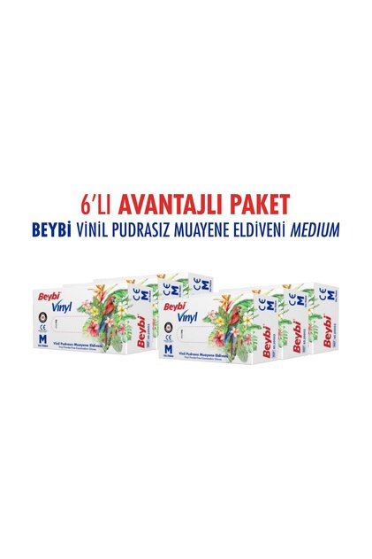 BEYBİ VİNİL PUDRASIZ MİDEUM ELDİVEN 6LI PAKET
