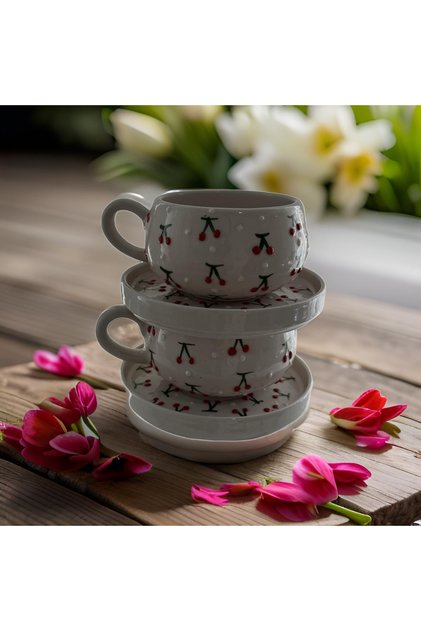 Baby Cherry Beren Set of 2 Cups with Plates