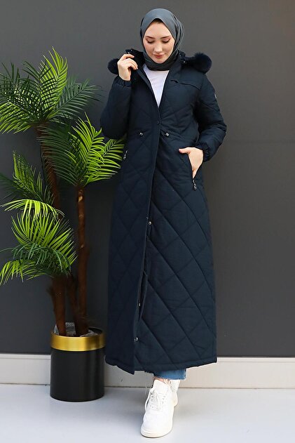 giz astore Aysema Kürklü Şişme Mont Lacivert - Fiyatı, Yorumları