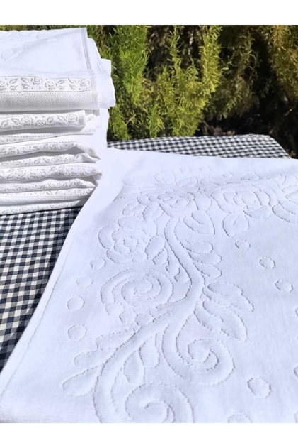 6 Pieces of Etamin Gap, Premium White Towel Luxury (Handwork Towel) 2500 Gr