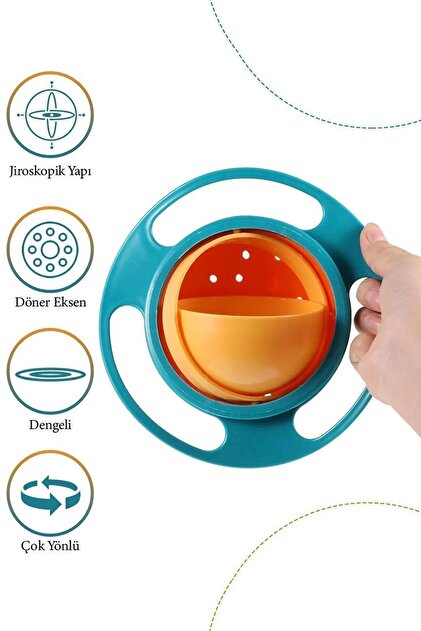 Kitchen Dream Dökülmeyen Mama Tabağı Evrensel 360 Derece Dönen