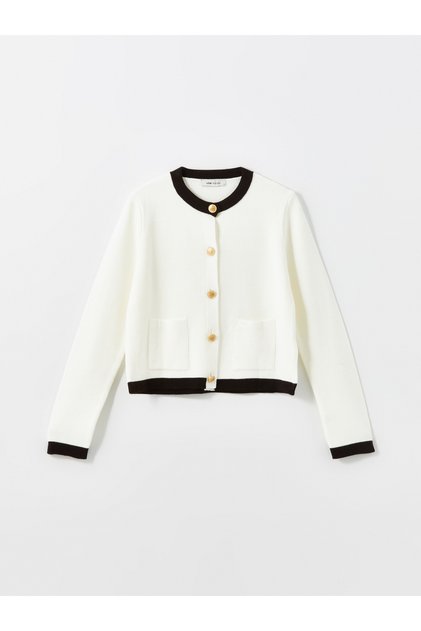 Crew Neck Women's Knitwear Cardigan