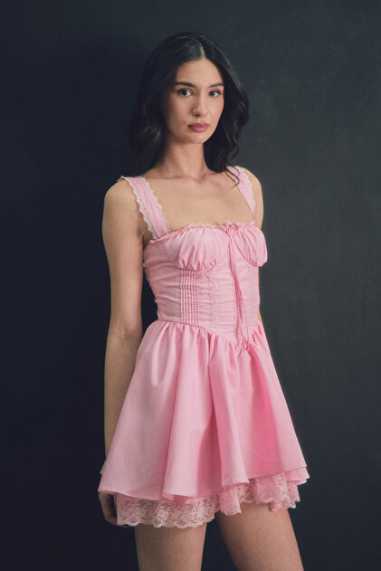 Fullamoda Lace Detailed Mini Dress- Trendyol