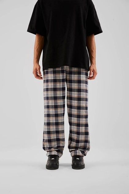 Plaid Pattern Elastic Waist Pajamas Sweatpants