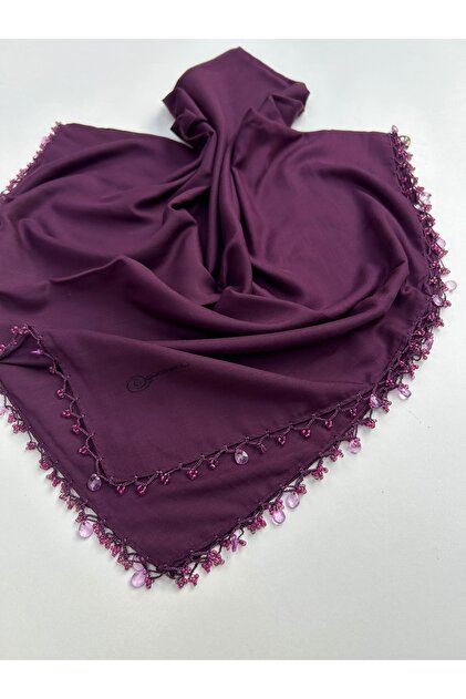 Handcrafted Hand Embroidered Solid Color Scarf Writing Yemeni Dowry Gift 100X100Cm