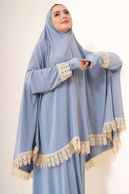 Seasonal Double Piece Women's Hijab Embroidered Prayer Dress, Anti-Sweat Prayer Clothing