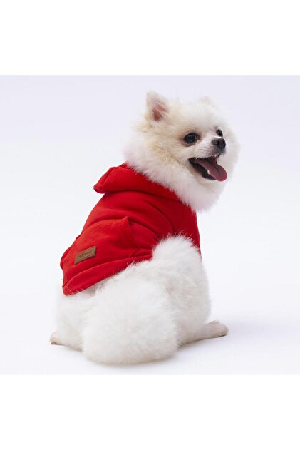 Kırmızı Kanguru Cepli Kedi-Köpek Hoodie- Sweatshirt Kedi Köpek Kıyafeti
