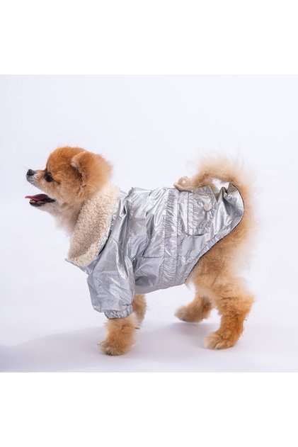 Gümüş Brillante Köpek Montu Köpek Yağmurluk Köpek Kıyafeti Köpek Elbisesi