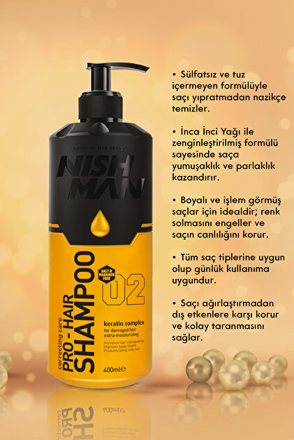 NISHMAN Tuz Ve Paraben Içermeyen Keratin Özlü Saç Bakım Şampuanı