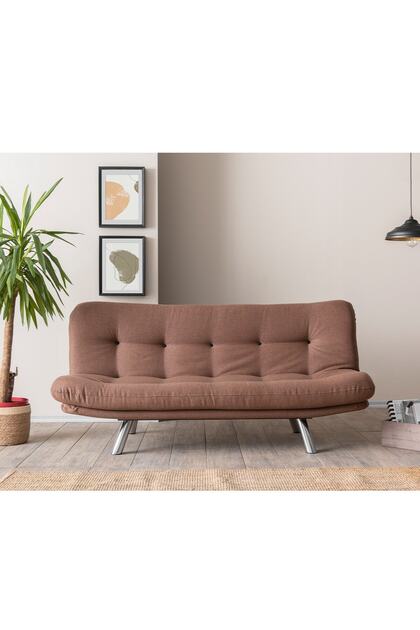 Hippo Üçlü Yataklı Koltuk Keten Açık Kahverengi
