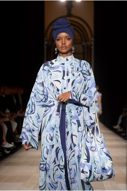 Turquoise Patterned Kimono Kaftan P2428