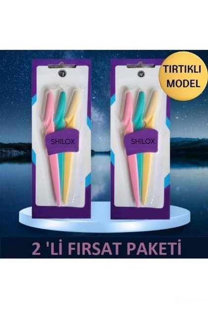 3'lü Tırtıklı Model Kaş Usturası, Yüz Jileti, Epilasyon Koruma Kapaklı (2'li Fırsat Paketi )