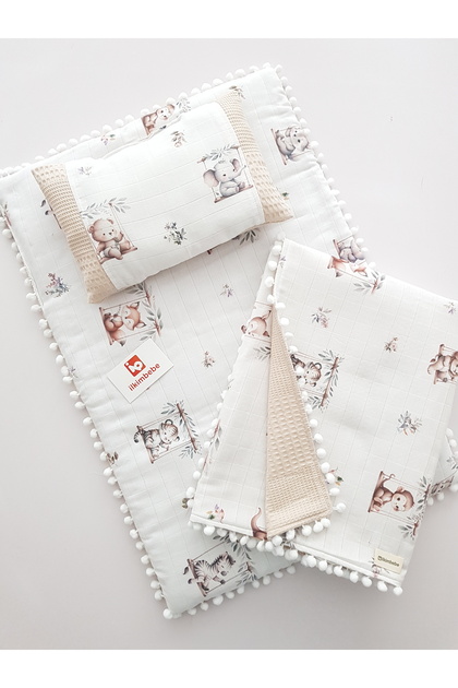 Baby Changing Set with Blanket, Cushion, Muslin, Baby Pillow, Newborn, Crib, Baby Products
