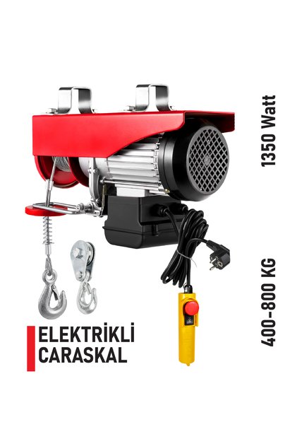 Elektrikli Motorlu Vinç Caraskal 800-1000 Kg 220V 20M Halat Zincir Kaldırma Makinesi Kumandalı