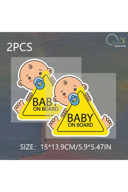 15x13.9cm C355A2 2pcs Baby on Board PVC Car Stickers Tuning Cartoon Window Decals Automobiles Decora