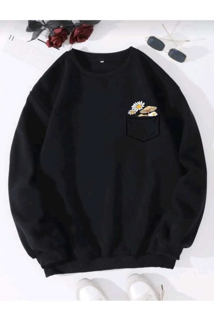 Cat-Friendly Printed Crew Neck Unisex Oversize Sweatshirt
