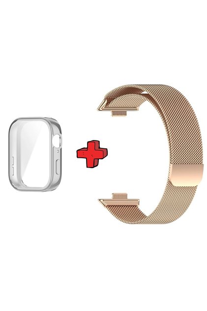 Case Screen Protector and Mesh Metal Cord 2in1 Compatible with Watch Fit 3