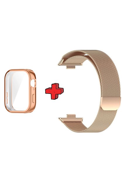 Case Screen Protector and Mesh Metal Cord 2in1 Compatible with Watch Fit 3