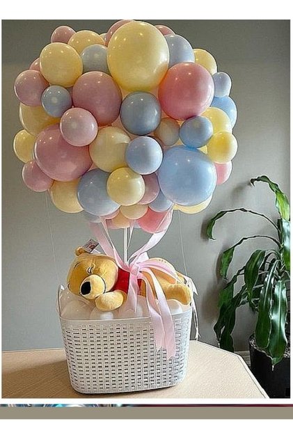 Macaron Pink Blue Yellow Light Colored Balloon Set 45 Pieces