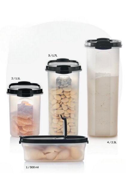 Oval Kuru Gıda Saklama Kabı 4’lü Set ( 500ml 1.1L 1.7L 2.3L)