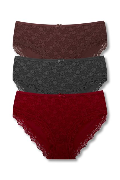 3-Piece Cotton Lace Front High Waist Large Size Women's Panties
