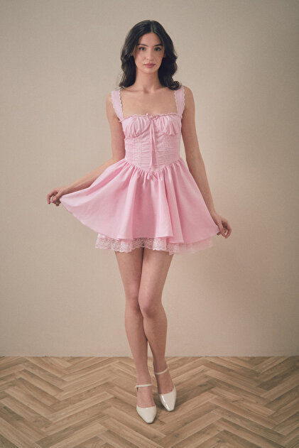 Fullamoda Lace Detailed Mini Dress- Trendyol
