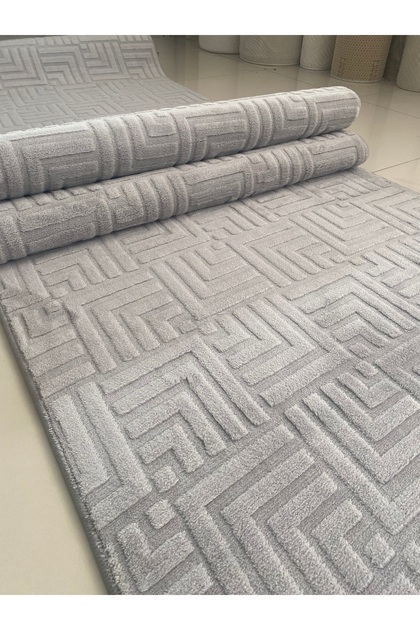 Kaymaz Tabanlı Elit Bukle Kesme Salon Koridor Mutfak Halısı Yolluk Çeşme Gri