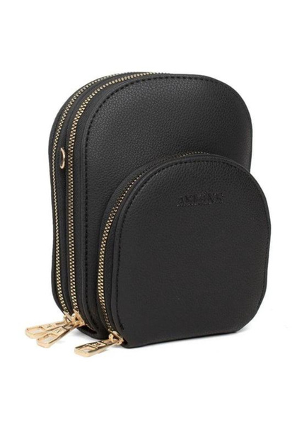 3 Compartment Black Shoulder Bag