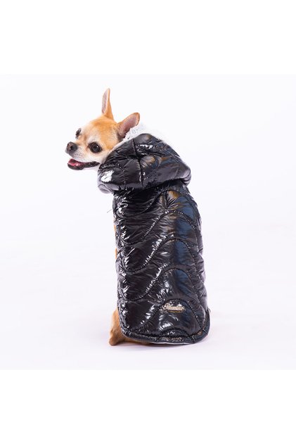 Siyah Light Wave Anorak Yelek Köpek Yeleği Köpek Kıyafeti Köpek Yağmurluk