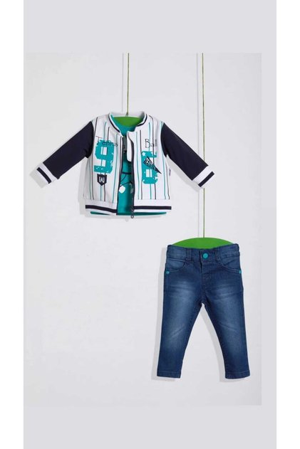 Bebek 3'lü (Pantolon + Ceket + T-shirt) Set