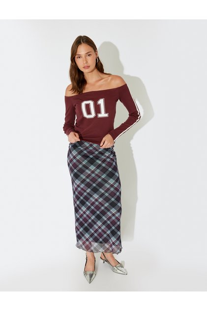 material reiat Kayak Yaka College cu imprimeu cu vipușcă Tricou cu mânecă lungă slim fit