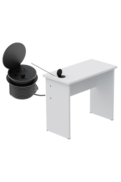 Limited Edition Modern Executive Study Desks With Round Desktop Power Module - White