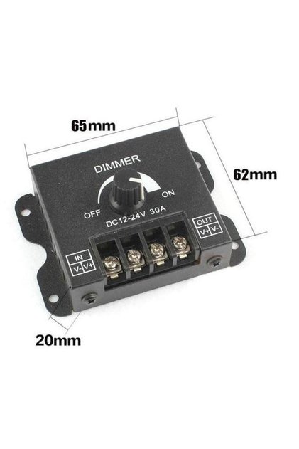 Led Dimmer Kontrol Tek Renk Şerit Ledler için POT lu DC 12-24V 30A Manuel Kontrol
