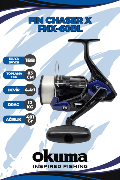 Okuma Fin Chaser X FNX-60BL Blue 1BB Surf Olta Makinesi - Fiyatı