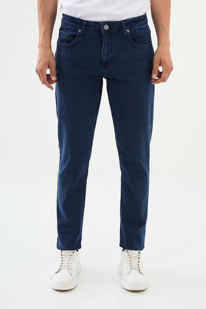 Düz Super Slim Fit Erkek Kot Pantolon Lacivert - 33014.24K