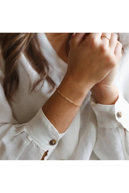 Steel Rectangular Chain Bracelet Tarnish Resistant Atac Trend Stylish Gold Silver Color Elegant