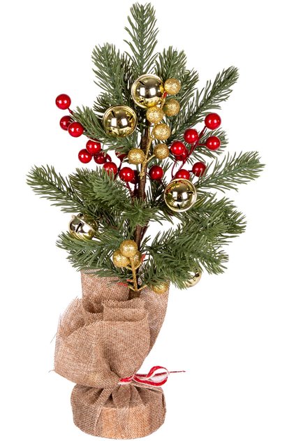Christmas Ornament, Table Pinecone, Christmas Rattle, Gold Berry, Red-Gold - 14X38 cm