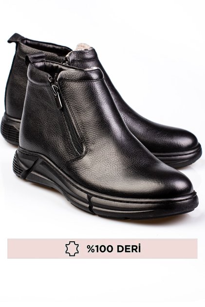 Hakiki Deri, Içi Kürklü Bagcıksız 3 Renk Erkek Deri Bot