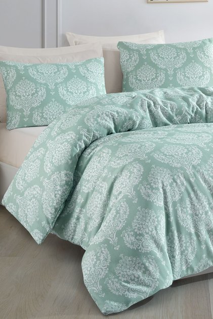 Easy-Iron Duvet Cover Set Double Size Post Green