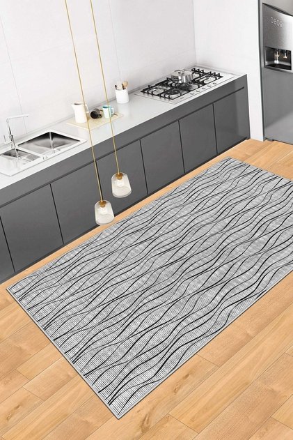 Digital Printing Washable Non-Slip Base Gray Living Room Carpet Kitchen Carpet Runner