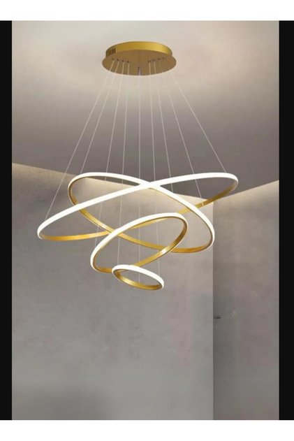 Dörtlü Halka Model Sarkıt Modern Led Beyaz Işık Ultra Power Led Avize Salon Mutfak Oda Ledli Avize