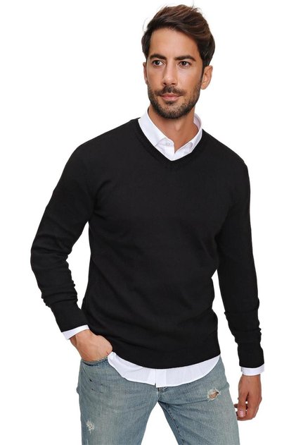 Erkek Siyah V Yaka Triko Kazak 20w151