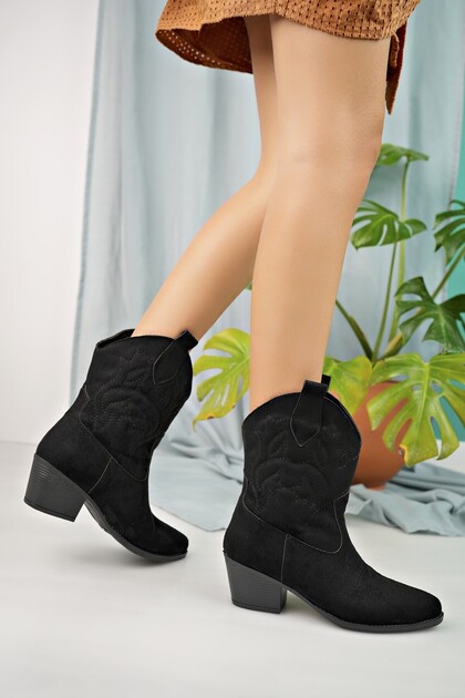 Women's Western Orthopedic Sole Cowboy Model Short Boots Ald4000-0001