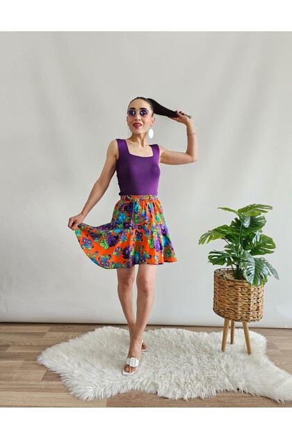 Belted Short Skirt