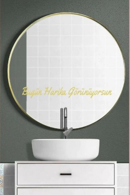 Dekoratif Ayna Sticker Bugün Harika Görünüyorsun Yazısı Motivasyon Cam Sticker