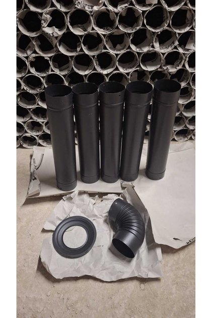 Mat Siyah Emaye Soba (13 Cm Ø ) Borusu 6 Lı Set(ŞÖMİNE İÇİN UYGUN)